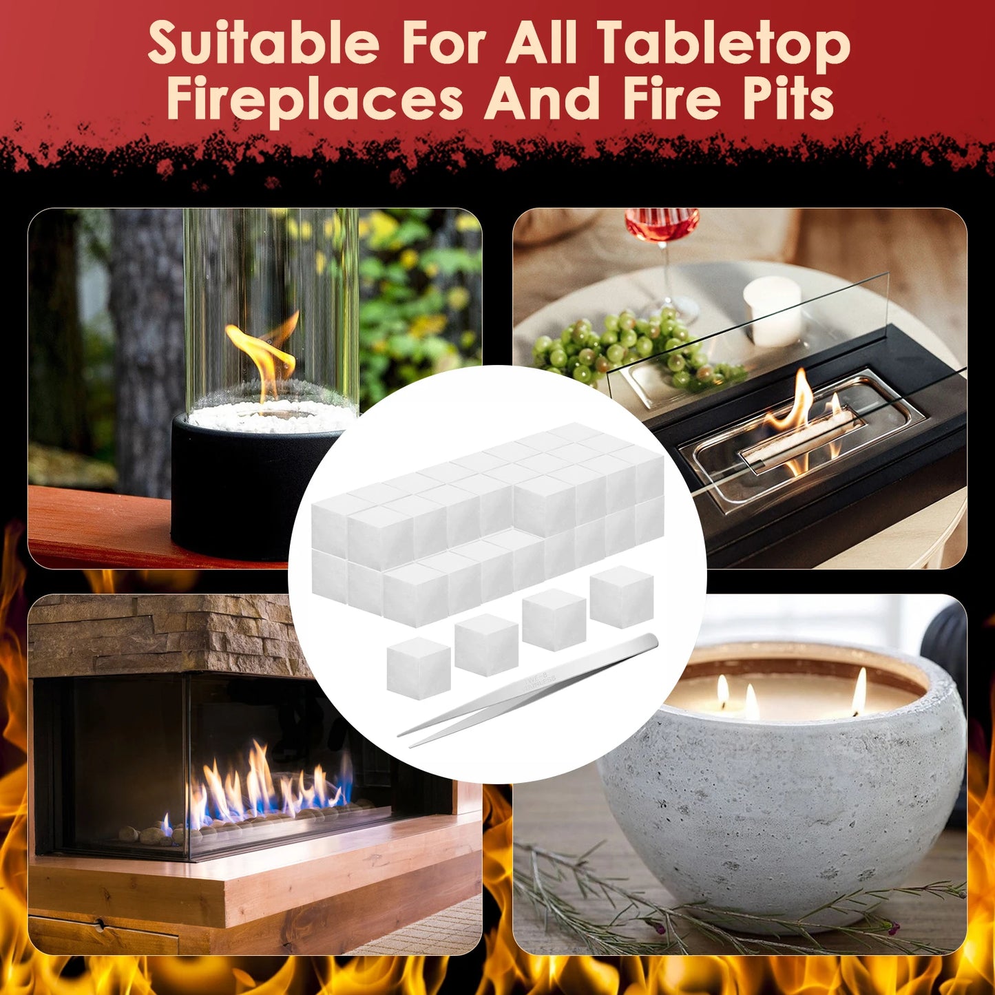 Ceramic Wool Wick 48PCS for Tabletop Fire Pit Bioethanol