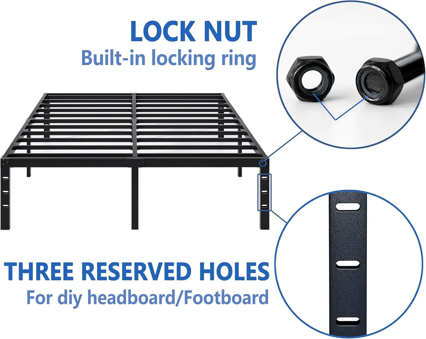 King Metal Bed Frame with Storage - Sturdy & Easy Assembly