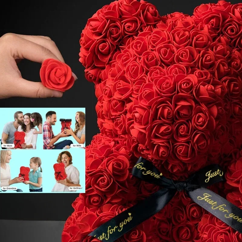 Artificial Rose Teddy Bear - Perfect Gift for Mom 2024