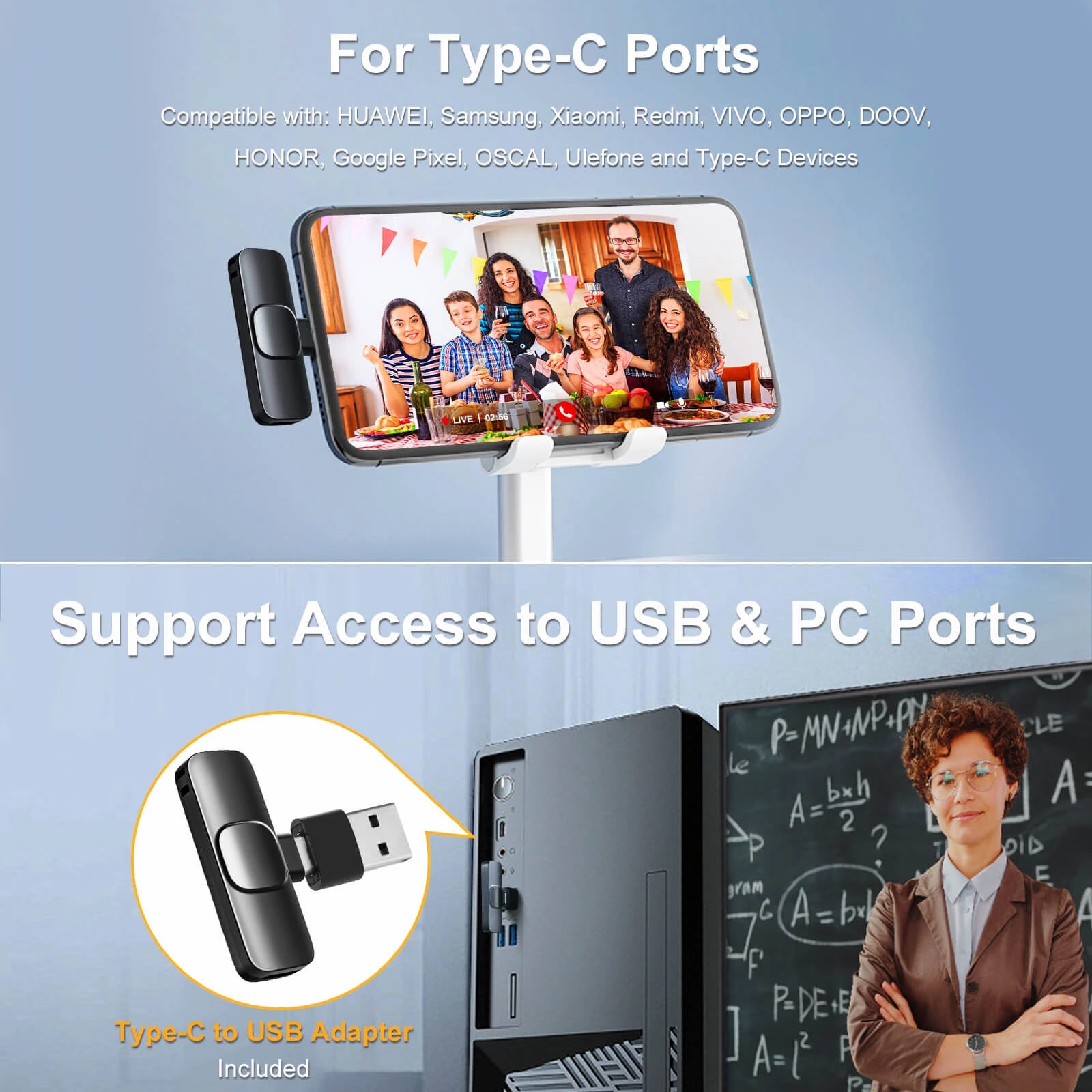 Wireless Lavalier Mic for iPhone Android PC - Live & Gaming