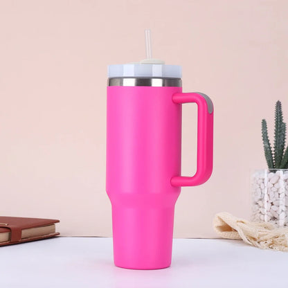 40oz Stainless Steel Tumbler with Handle & Straw Lid